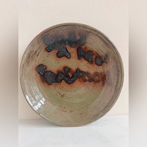 Handcrafted Vintage Footed Pottery Plate
